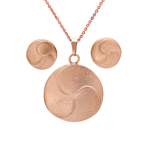 Women's Stud Earrings & Pendant set in 18 CT Rose Gold Plated