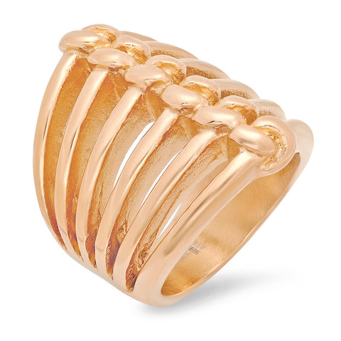 Ladies 18k Rose Gold Plated Stainless Steel Ring