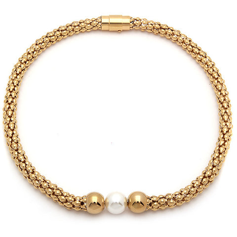18 KT Gold Plated Italian Accent Necklace with Pearl