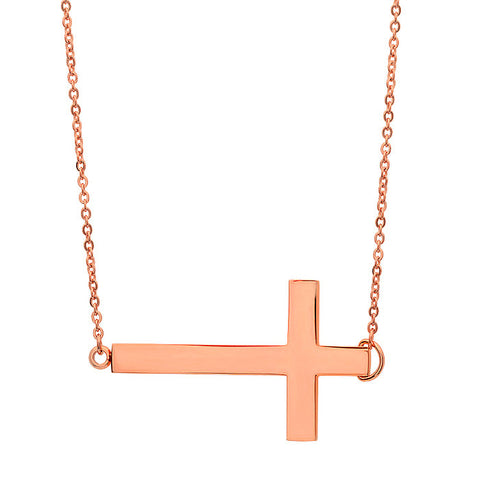 18 KT Rose Gold Plated Cross Necklace