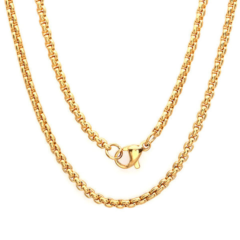 Women's Stainless Steel Basic Chain Necklace 30" in 18 KT Gold Plated 2.5mm