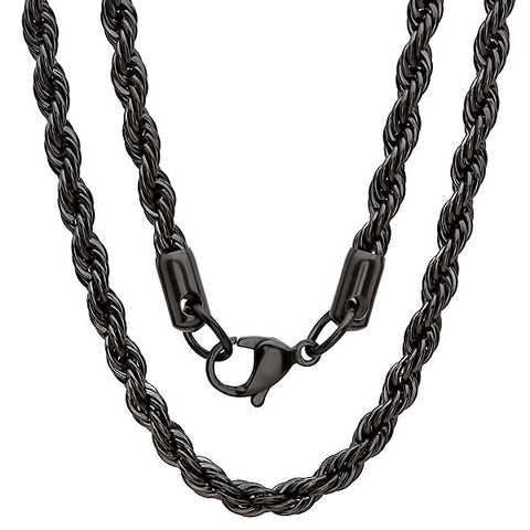 MEN'S BLACK IP STAINLESS STEEL NECKLACE 30"