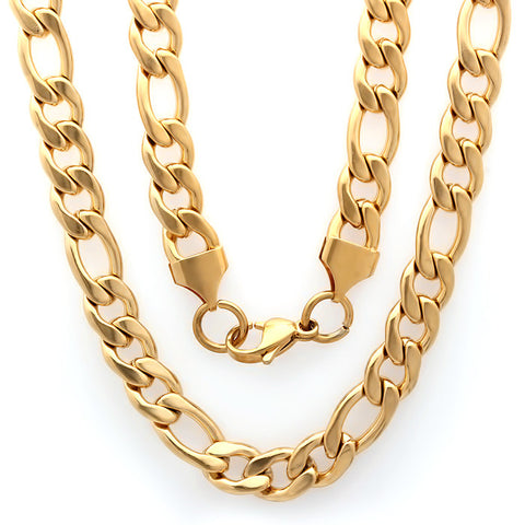 18kt Gold Plated Stainless Steel Figaro Chain Necklace