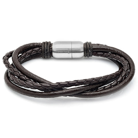 Men's Muti. Genuine Leather Bracelet in Black