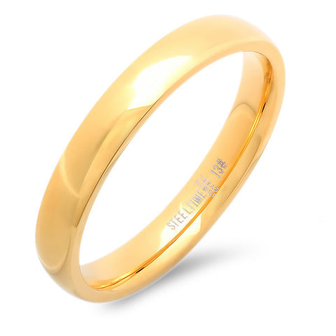 Unisex Stainless Steel Slim Wedding Band Ring in 18  KT Gold Plate