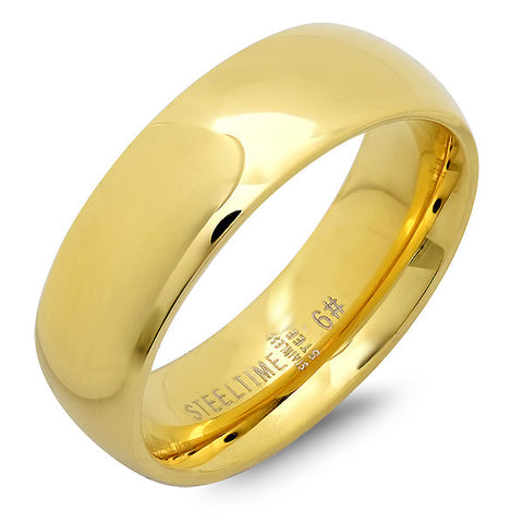 Unisex Stainless Steel Wide Wedding Band Ring in 18 KT Gold Plated