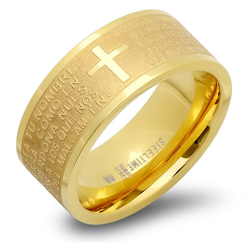 18KT Gold Plated Stainless Steel Prayer "Padre Nuestro" Ring