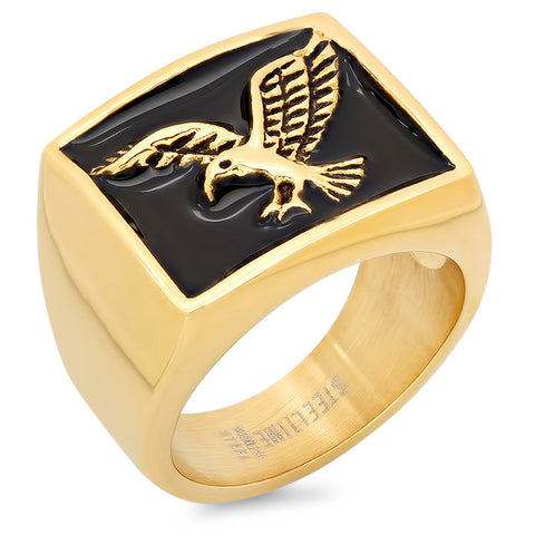 Men's 18kt Gold Plated Stainless Steel Eagle Ring