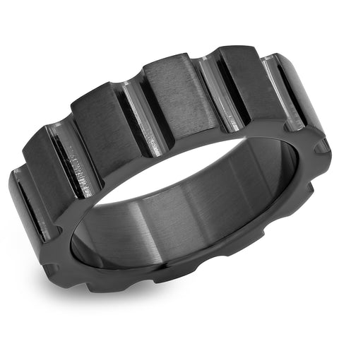 Men's Stainless Steel Black IP Ring