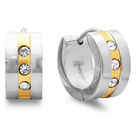 Two Tone CZ Huggies