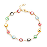 STAINLESS STEEL BLUE ENAMEL EVIL EYE BEADED BRACELET