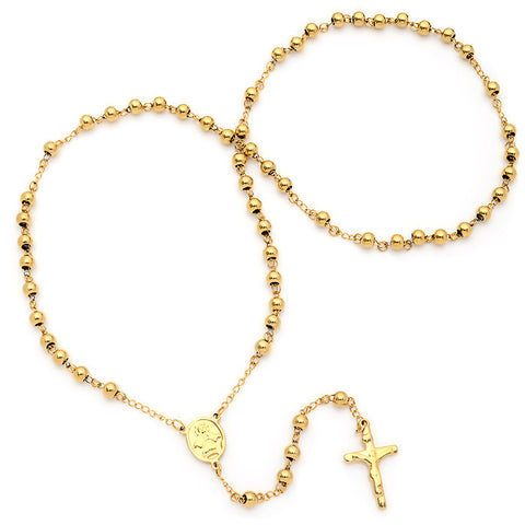 Stainless Steel (Gold) Rosary Necklace