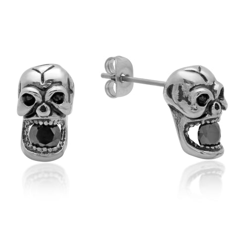 Ladies Stainless Steel Skull Earrings