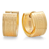 Stainless Steel Greek Key Huggies