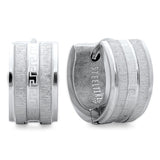 Stainless Steel Greek Key Huggies