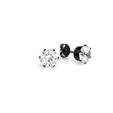 Stainless Steel Round Stud Earrings with Black Setting