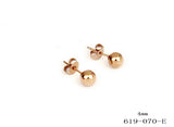 WOMEN'S STAINLESS STEEL 4MM STUD EARRINGS IN 18 KT ROSE GOLD PLATED,PEARL DESIGN,4MM