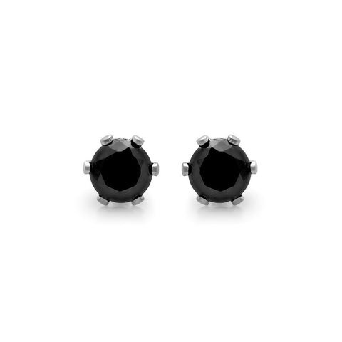 Ladies Stainless Steel Black Stud Earrings