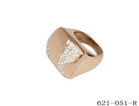 Ladies 18KT Rose Gold Plated Cocktail Ring w/Simulated Diamonds