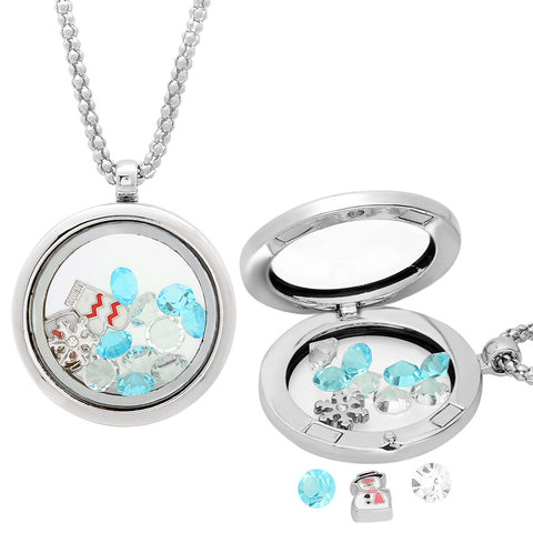 Metallic Magnetic Locket with Snow Charms