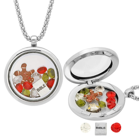 Metallic Magnetic Locket with Christmas Charms