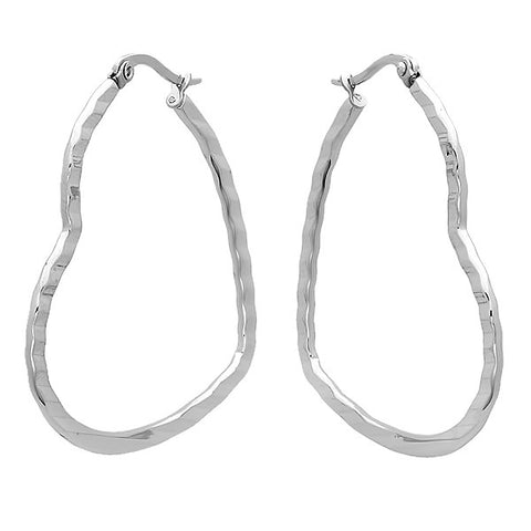 Ladies Stainless Steel Heart Hoop Earrings