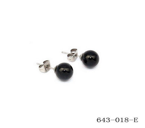 Stainless Steel Black Pearl Stud Earrings