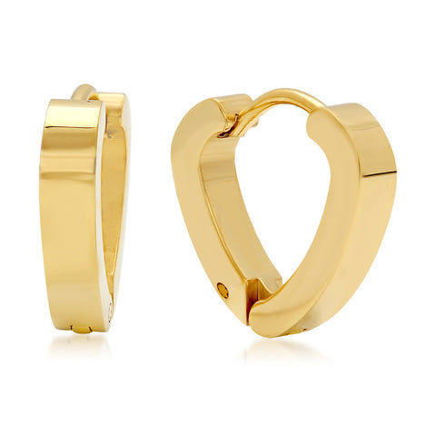 Ladies 18 KT Gold Plated Heart Huggie Earrings