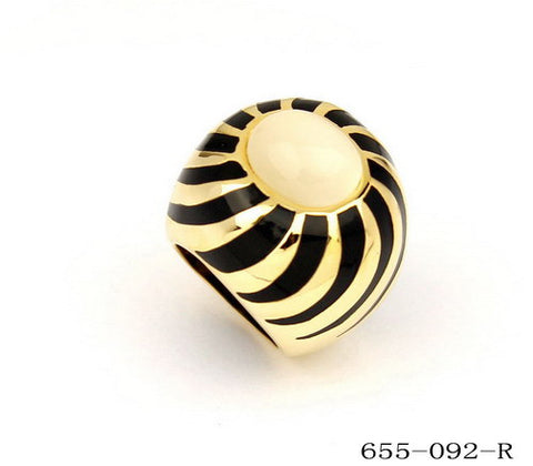 18K Gold Plated Ring With Black Stripe