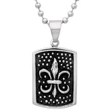 Stainless Steel ID Tag Pendant With Black IP And Stainless Steel Design