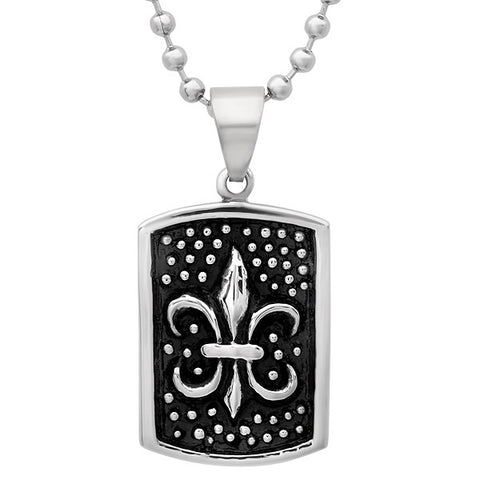 Stainless Steel ID Tag Pendant With Black IP And Stainless Steel Design