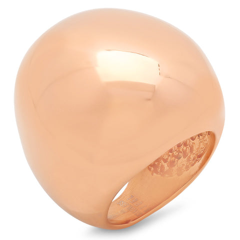 Ladies 18KT Rose Gold Plated Stainless Steel Round Ring
