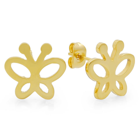 18k Gold Plated Stainless Steel Butterfly Earring Studs