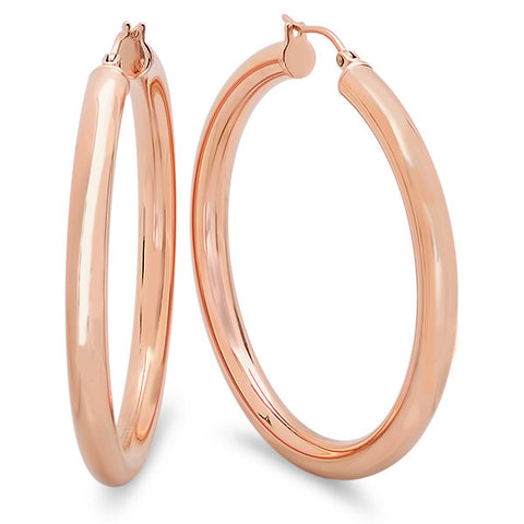 Ladies 18 KT Rose Gold Plated Wide Hoop Earrings 55mm