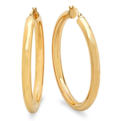 Ladies 18 KT Gold Plated Wide Hoop Earrings