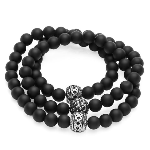 Steeltime Ladies Lava Black Bead Chakra Bracelet