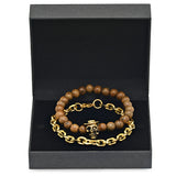 Box Set 18k Gold Plated and Wood Beaded Bracelet