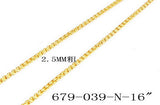 Women's Stainless Steel Basic Chain 16" in 18 KT Gold Plated,2.5mm