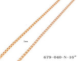 Women's 18 KT Rose Gold Plated Basic Chain Necklace 16" 2mm