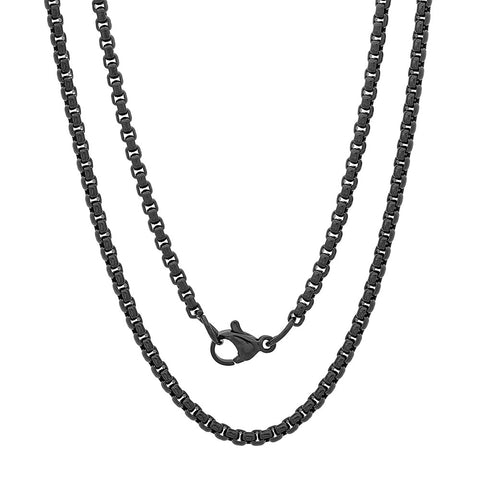 Black IP Box Chain Necklace - 30"