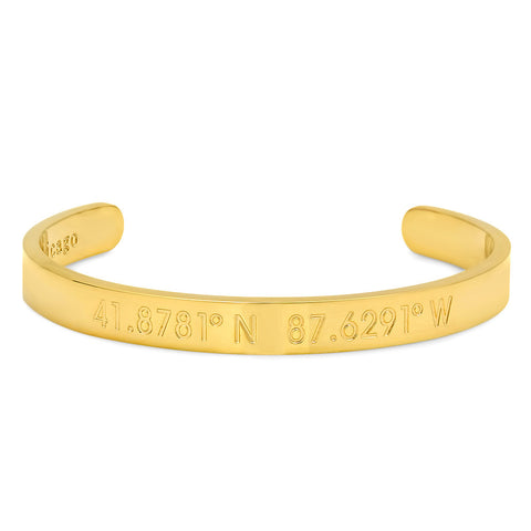 Steeltime Ladies 18k Gold Plated Chicago Coordinates Cuff Bracelet