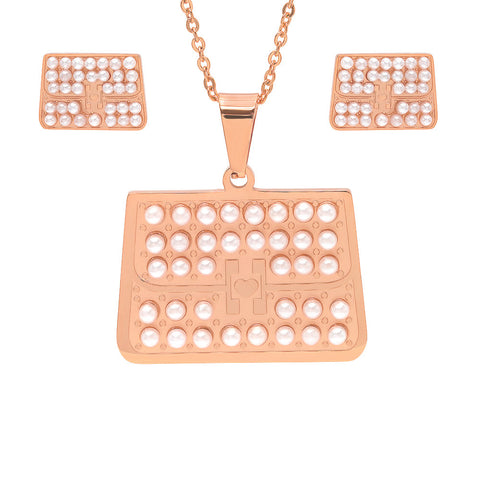 18k Rose Gold Plated Earring and Pendant Set