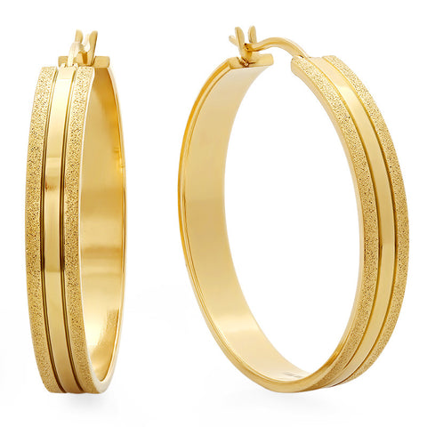 18 KT Gold Plated Glittery Hoop Earrings 40mm