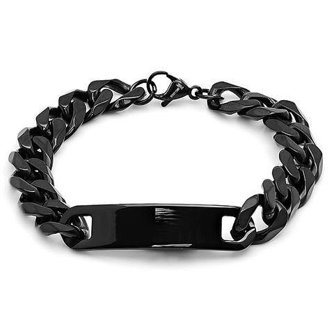 Stainless Steel Men's Bracelet In Black IP W/ID Plate