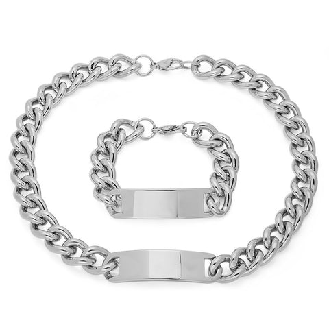Men's Stainless Steel Necklace/ Bracelet Set