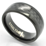 Steeltime Men's Black IP Stainless Steel and Black Carbon Fiber Ring