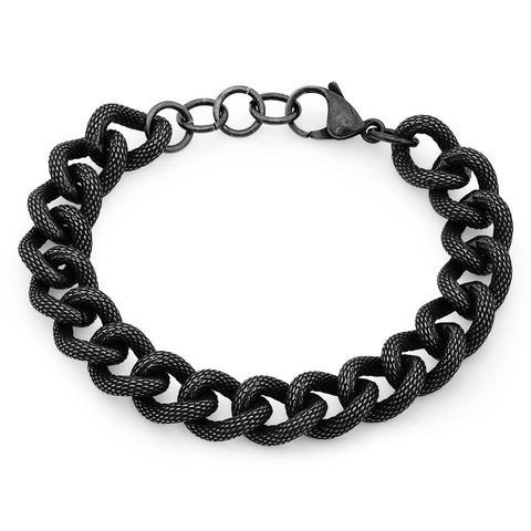 Men's Black Stainless Steel Bracelet 8.5"