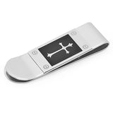 Stainless Steel Black IP Cross or Fleur-de-Lis Money Clip