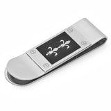 Stainless Steel Black IP Cross or Fleur-de-Lis Money Clip