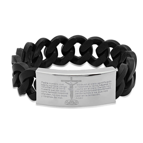 Men's Black Rubber Prayer Braided Bracelet